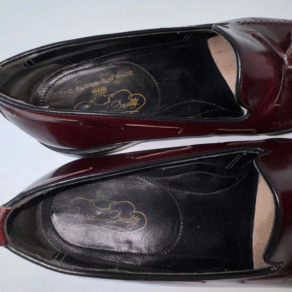 Florsheim Tassel Loafer Mens 8 D Burgundy Imperial Quality Vintage Leather 92170